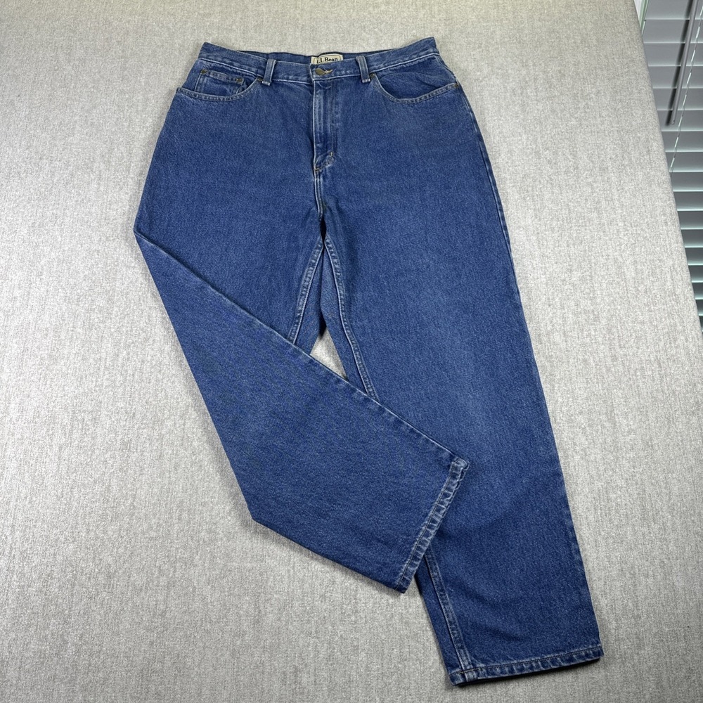 L.L. Bean Natural Fit Jeans Women 16P Blue Straight Leg High Rise Denim